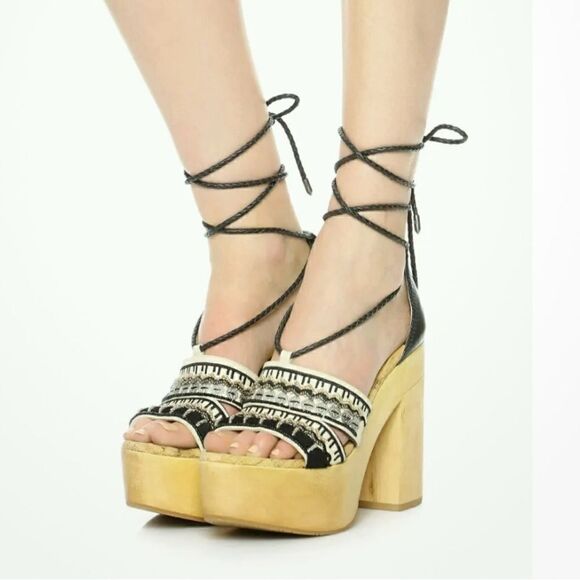 NEW Sam Edelman Mel Embroidered Wooden Platform Sandals 8.5 - Picture 1 of 11